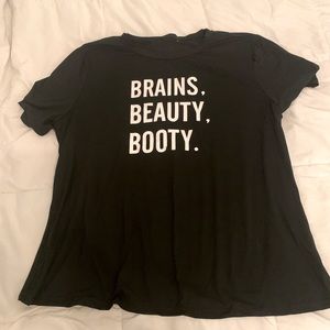 From SHEIN, BRAINS. BEAUTY. BOOTY., Black, 4xl